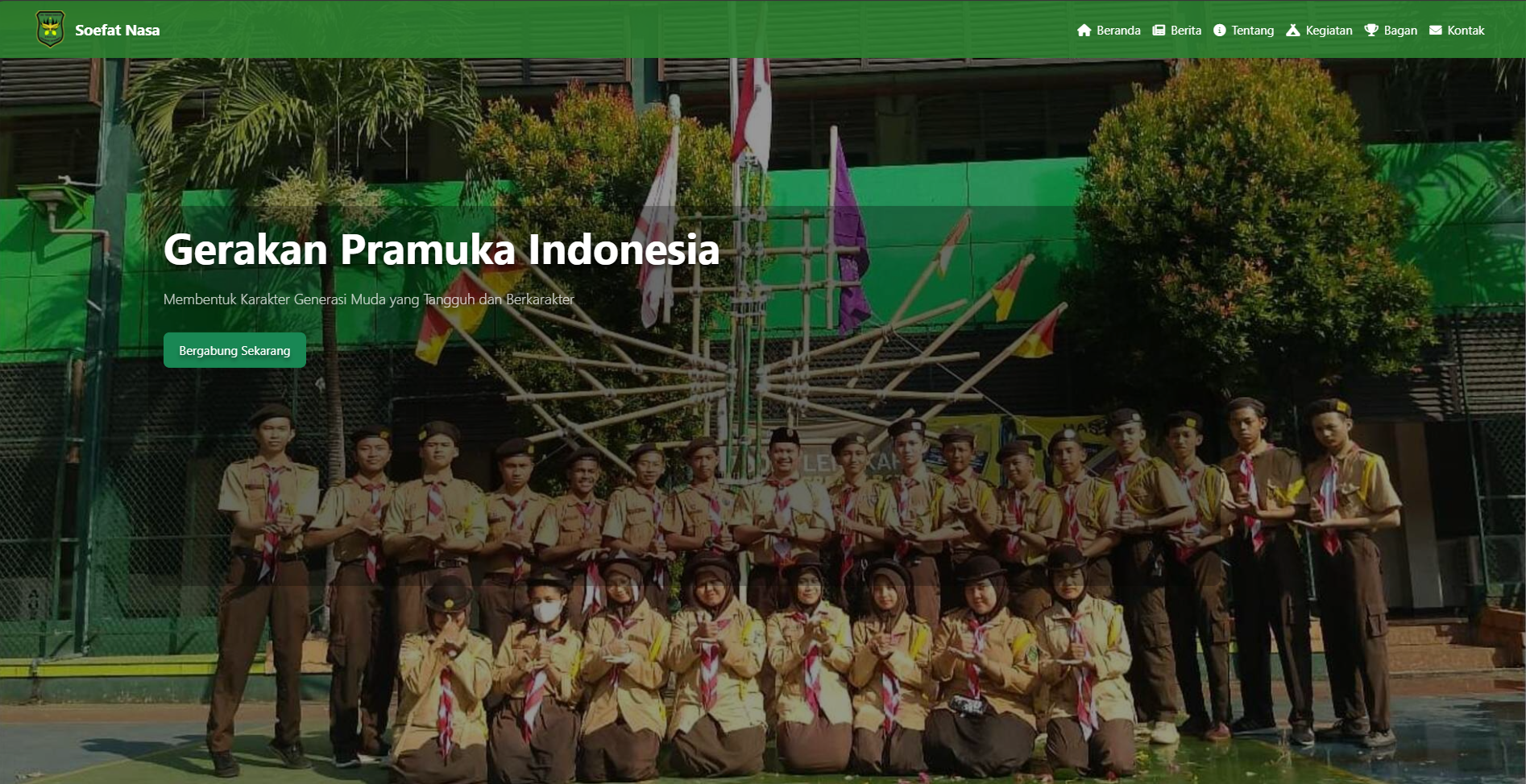 Screenshot Website Pramuka Soefat SMK Taruna Bangsa